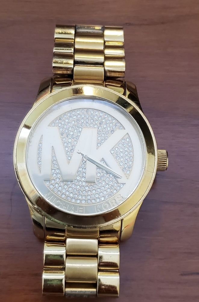 Michael Kors Gold MK Logo w/ Pave crystals